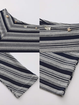 Off-Shoulder Striped Long-Sleeve Tee