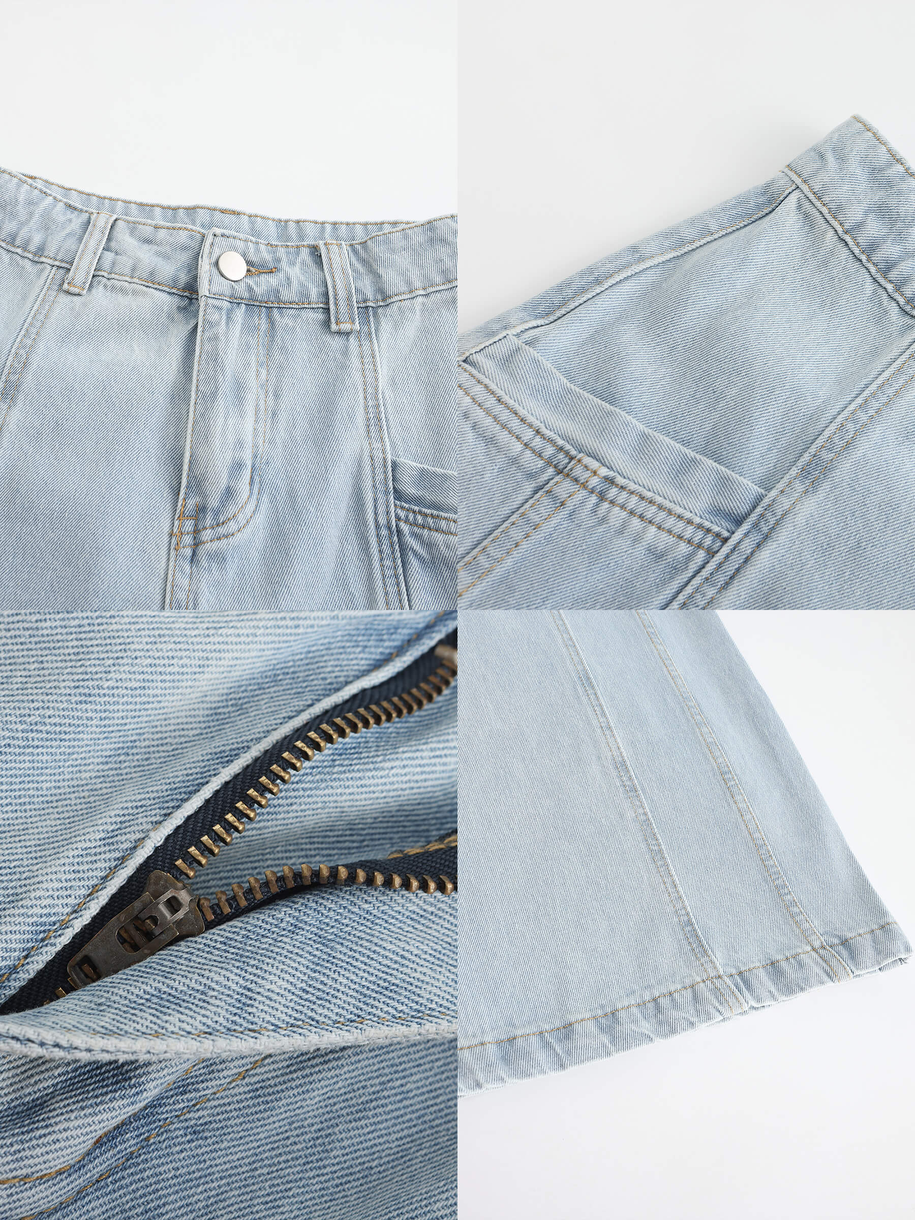 Front Stitch Wide Leg Jeans-22