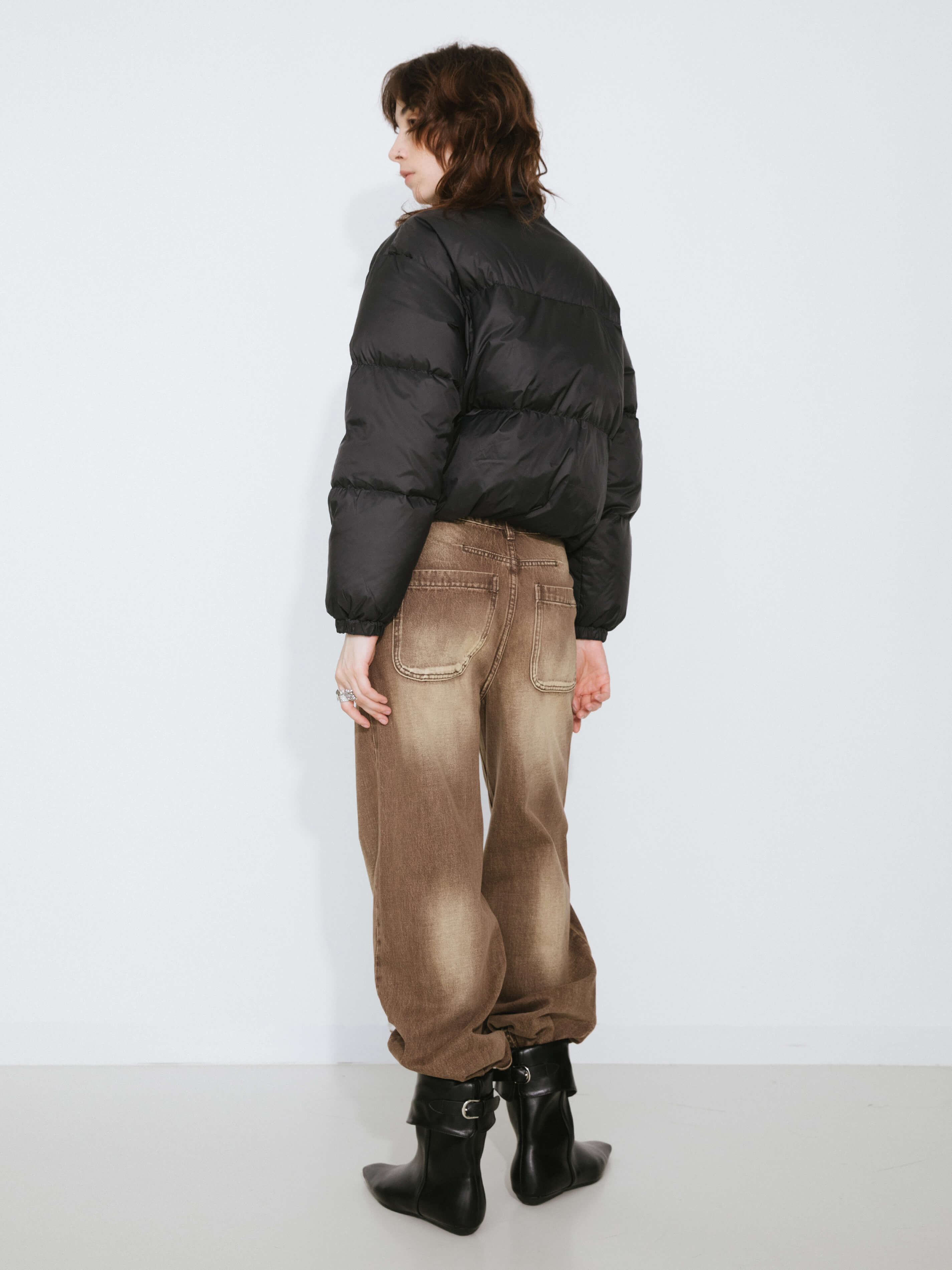 Cropped High Neck Down Coat-20