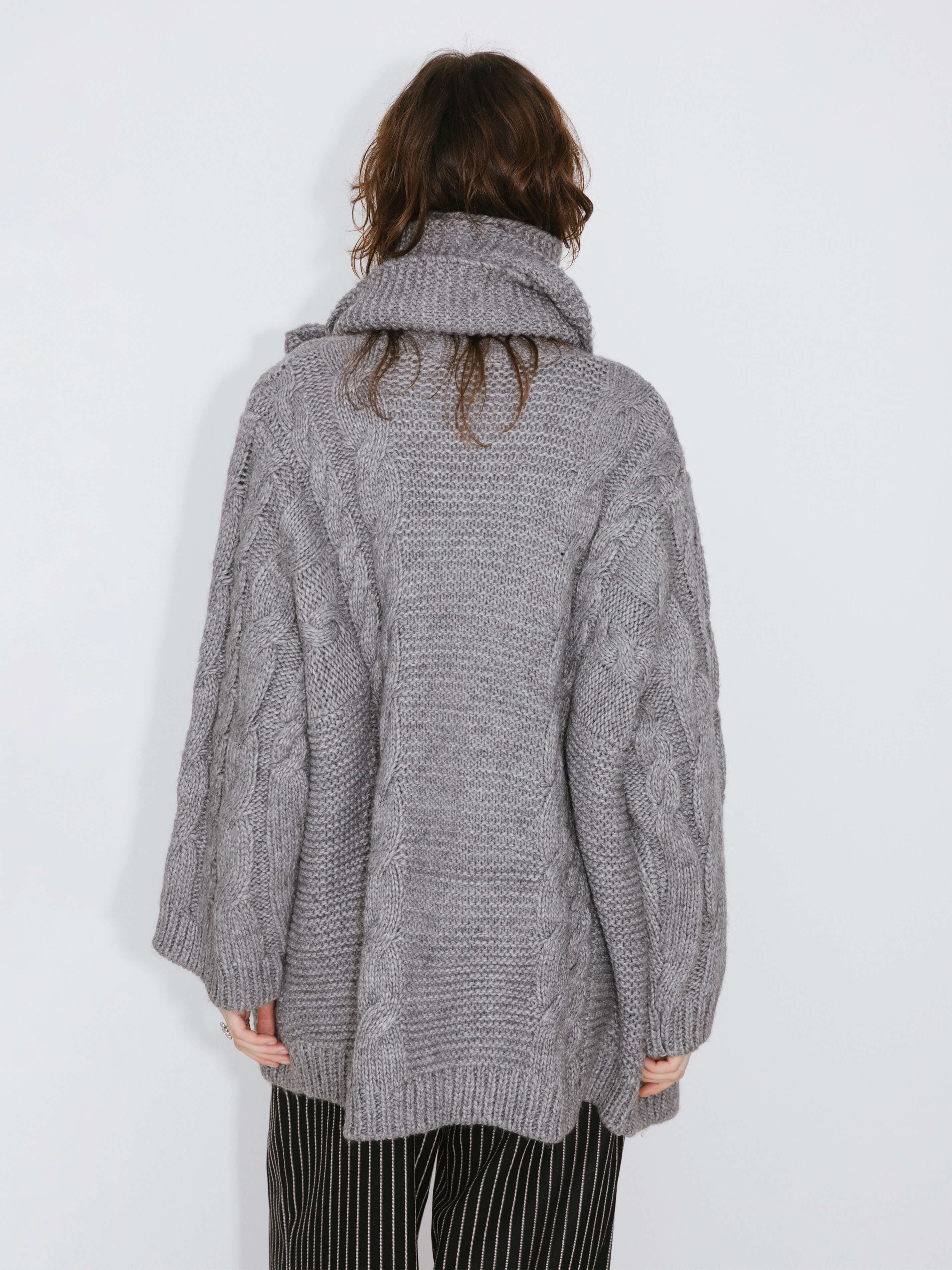 Fringed Long Scarf with Wool Blend-19