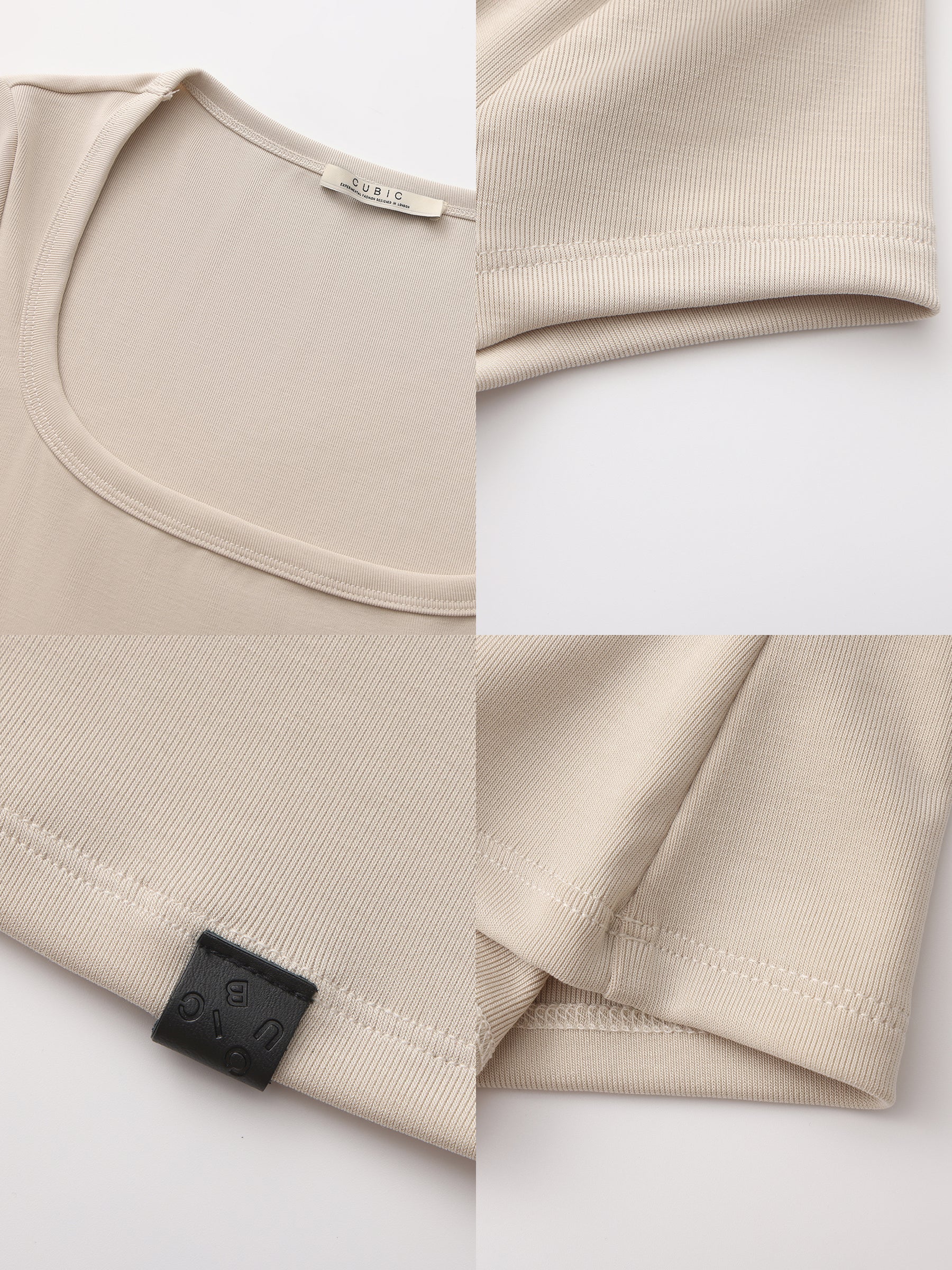 CUBIC Modal Square Neck Short-sleeved T-shirt-18