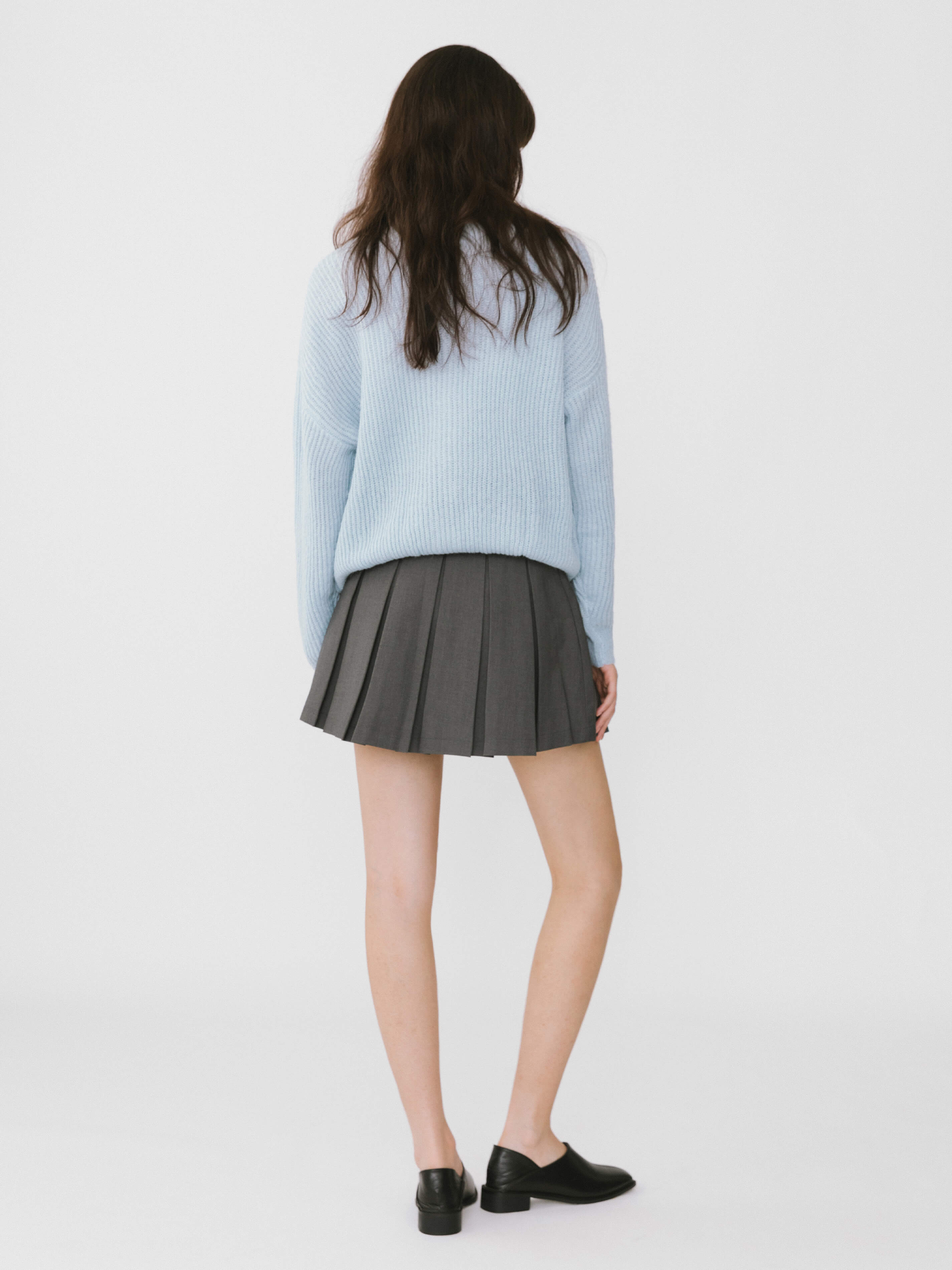 Casual V-Neck Ribbed Knit Cardigan with Wool Blend-18