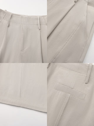 100% Cotton High-Waisted Wide-Leg Casual Trousers