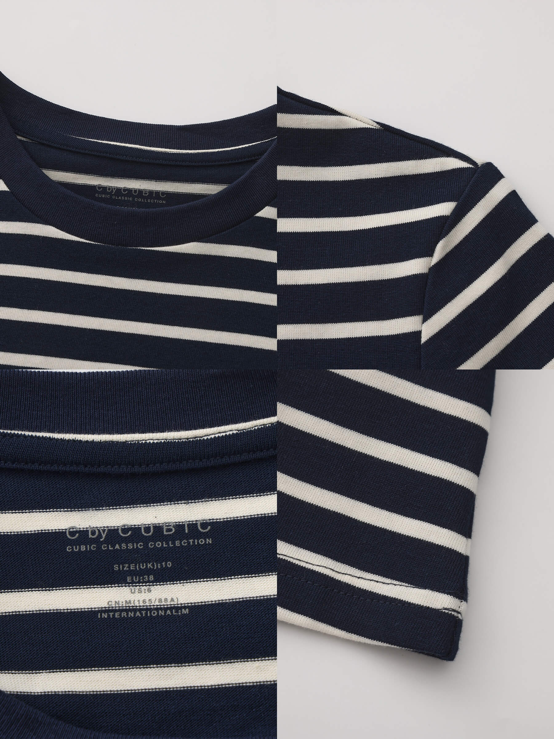 C by CUBIC Striped Basic Cotton T-Shirt-20