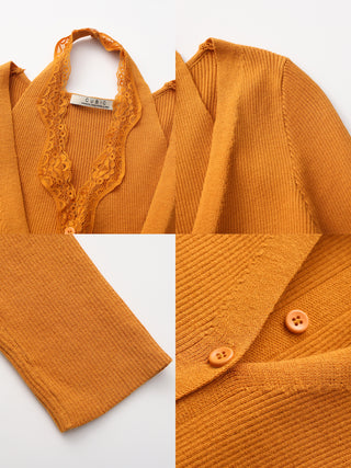 Layered Look Halter Neck Slim-Fit Knit Cardigan