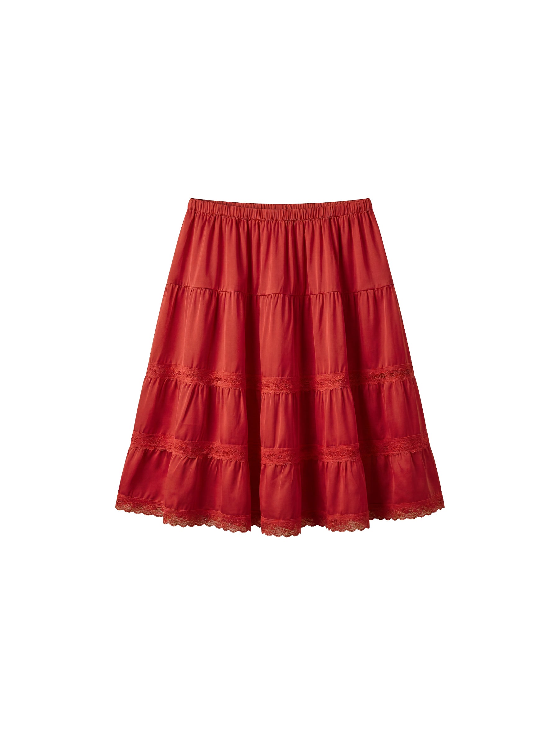 CUBIC Lace Tiered Satin Mini Skirt-18