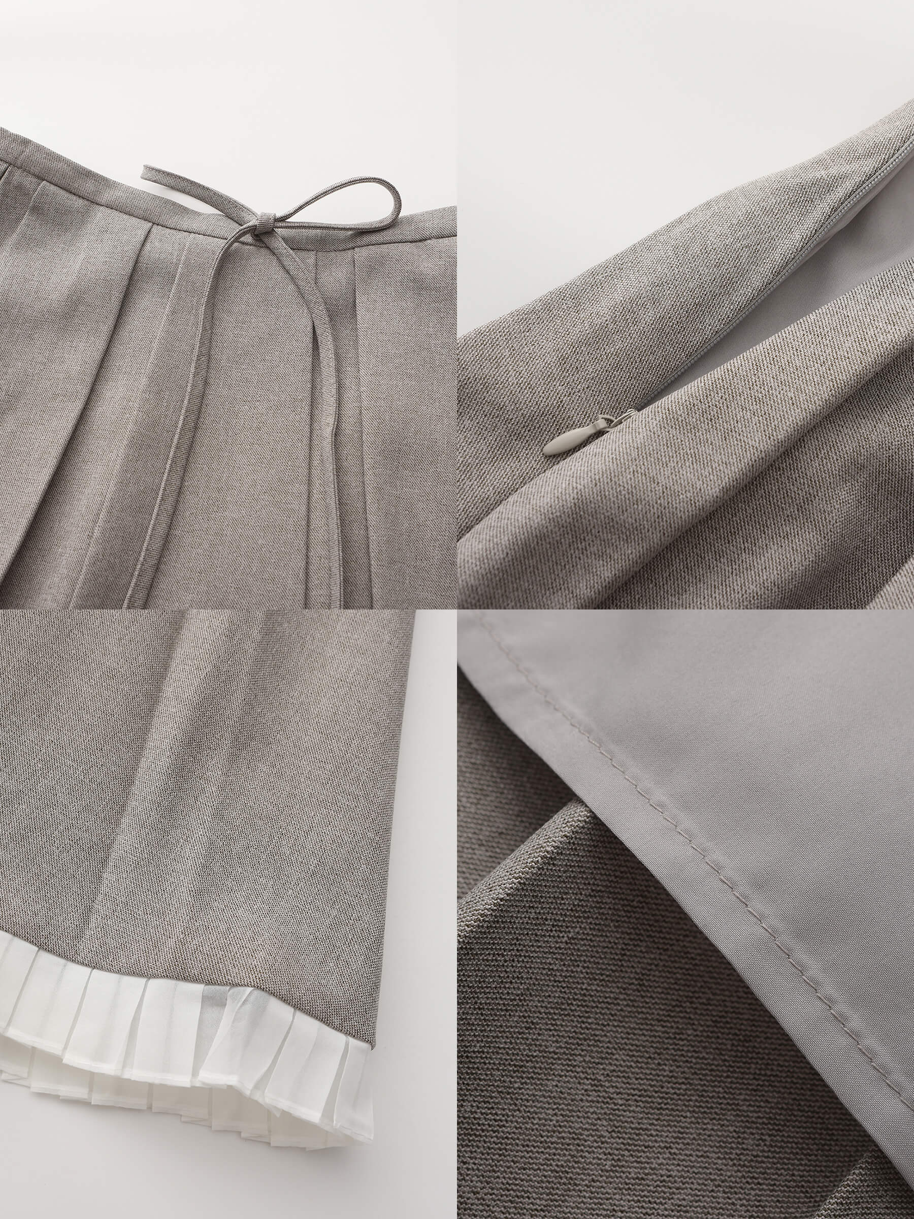 A-line Pleated Skirt with Ruffles Hem-19
