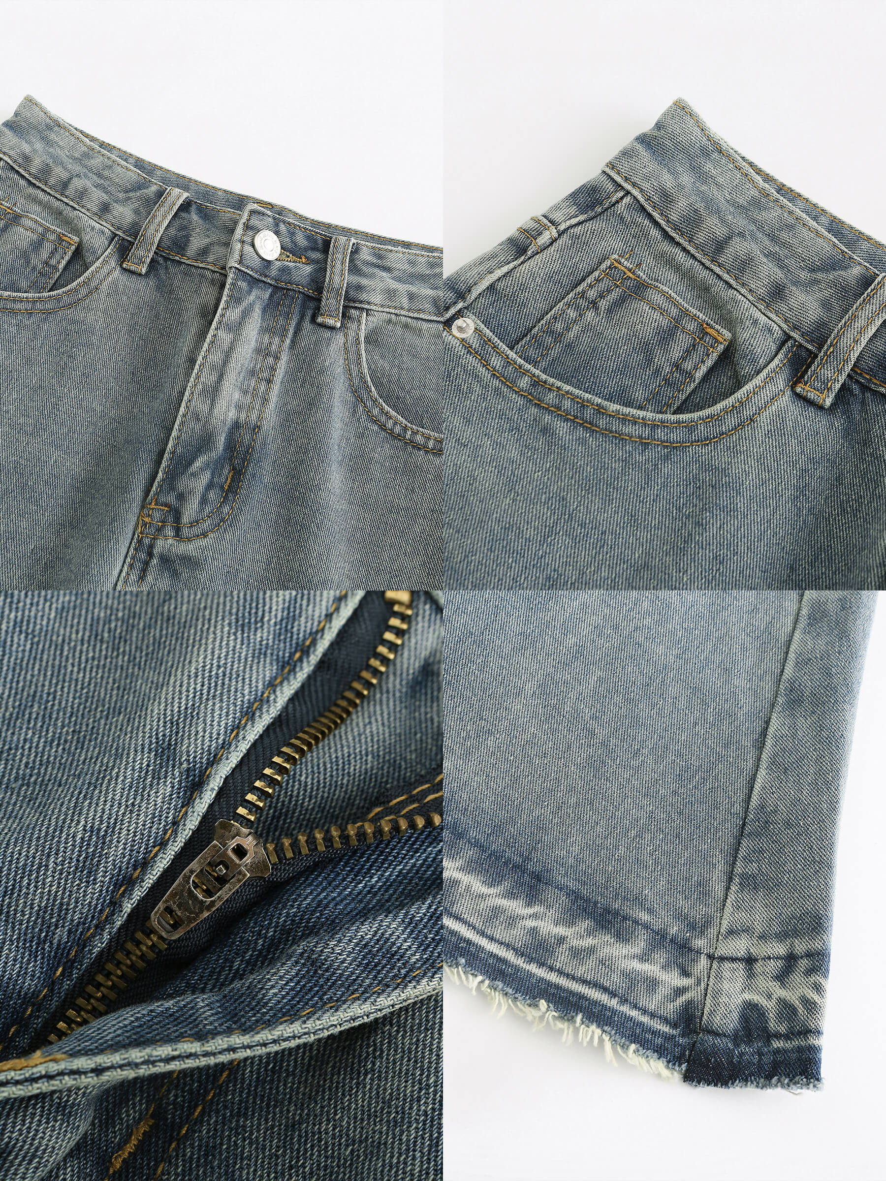 A-line Denim Maxi Skirt-19