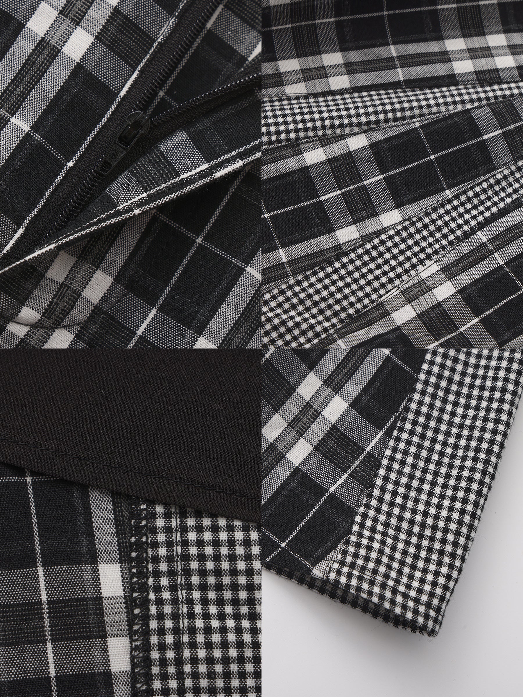 100% Cotton Patchwork Check A-Line Maxi Skirt-17
