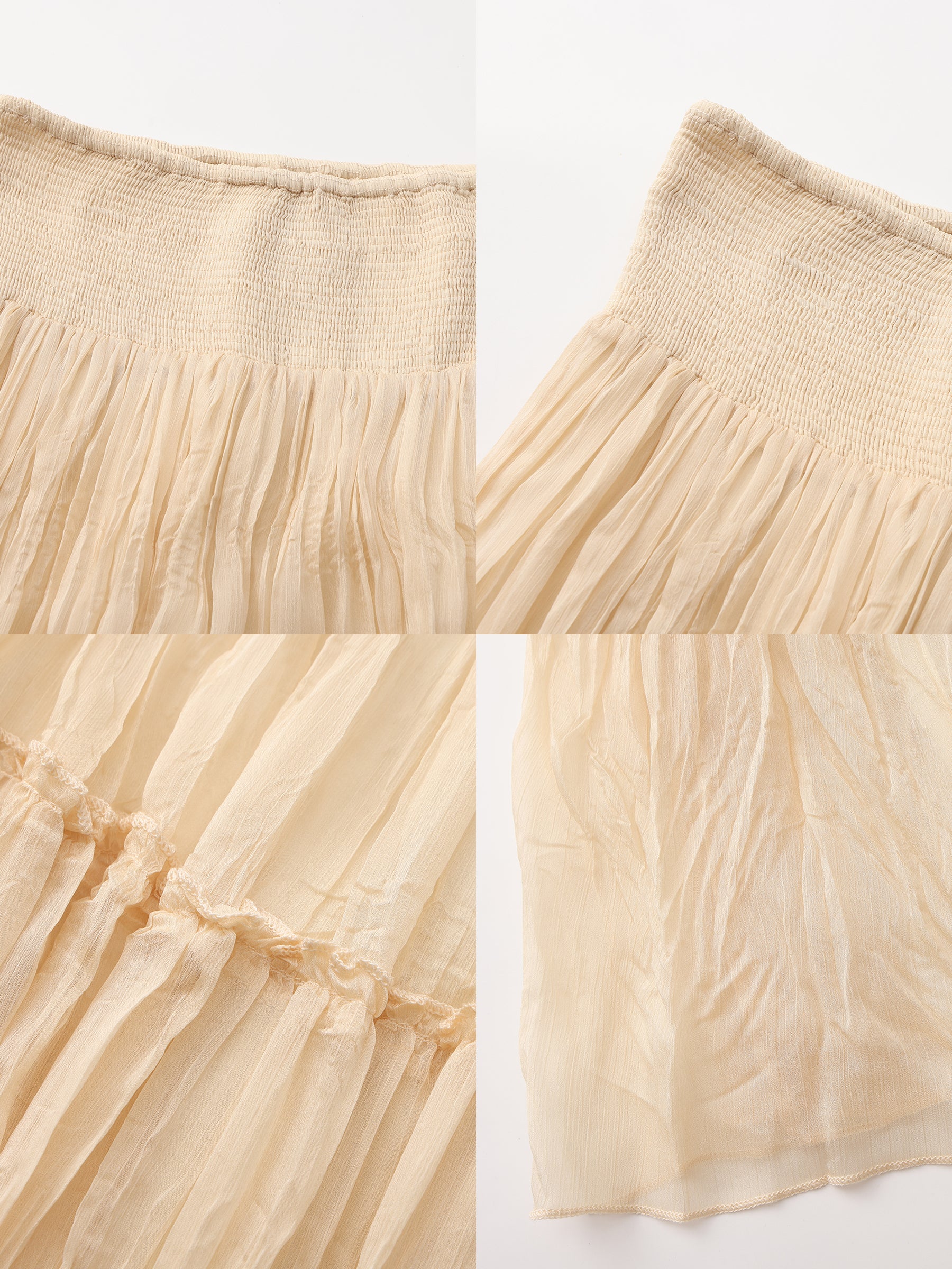 CUBIC Pleated and Gathered Design Tulle Skirt-18
