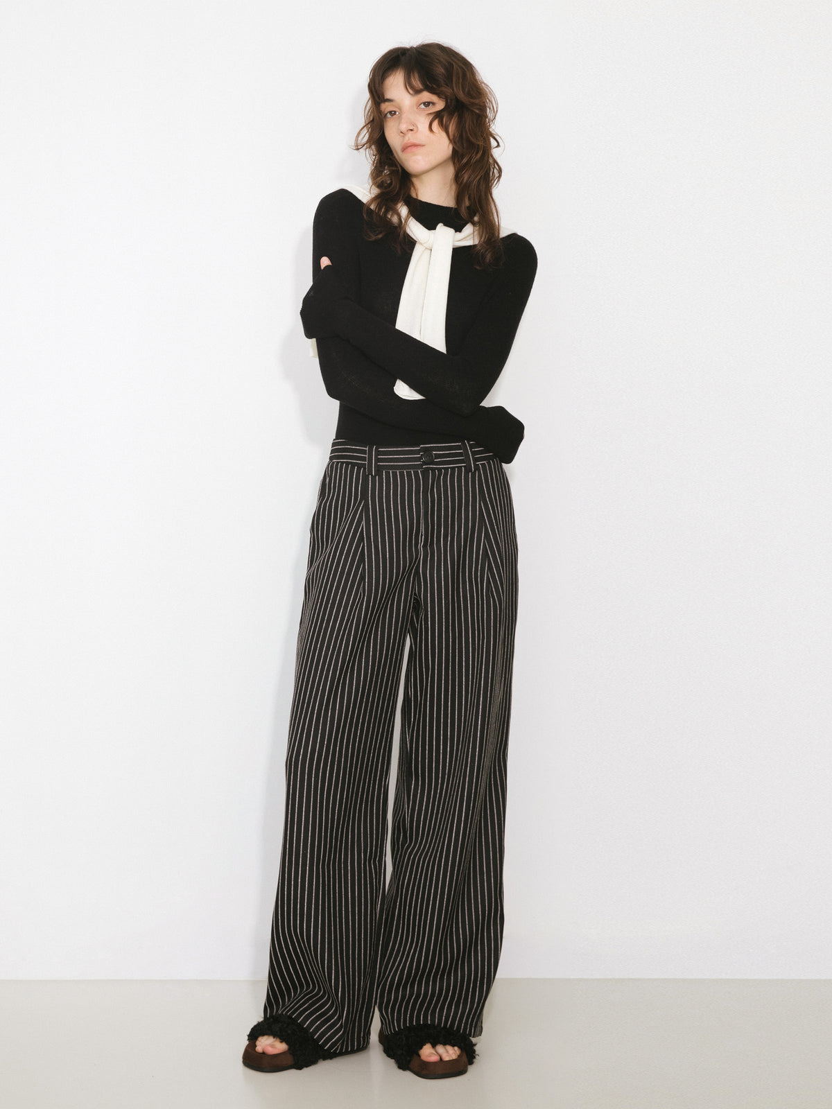 CUBIC 100% Wool Mock‑Neck Fitted Knit Top-18