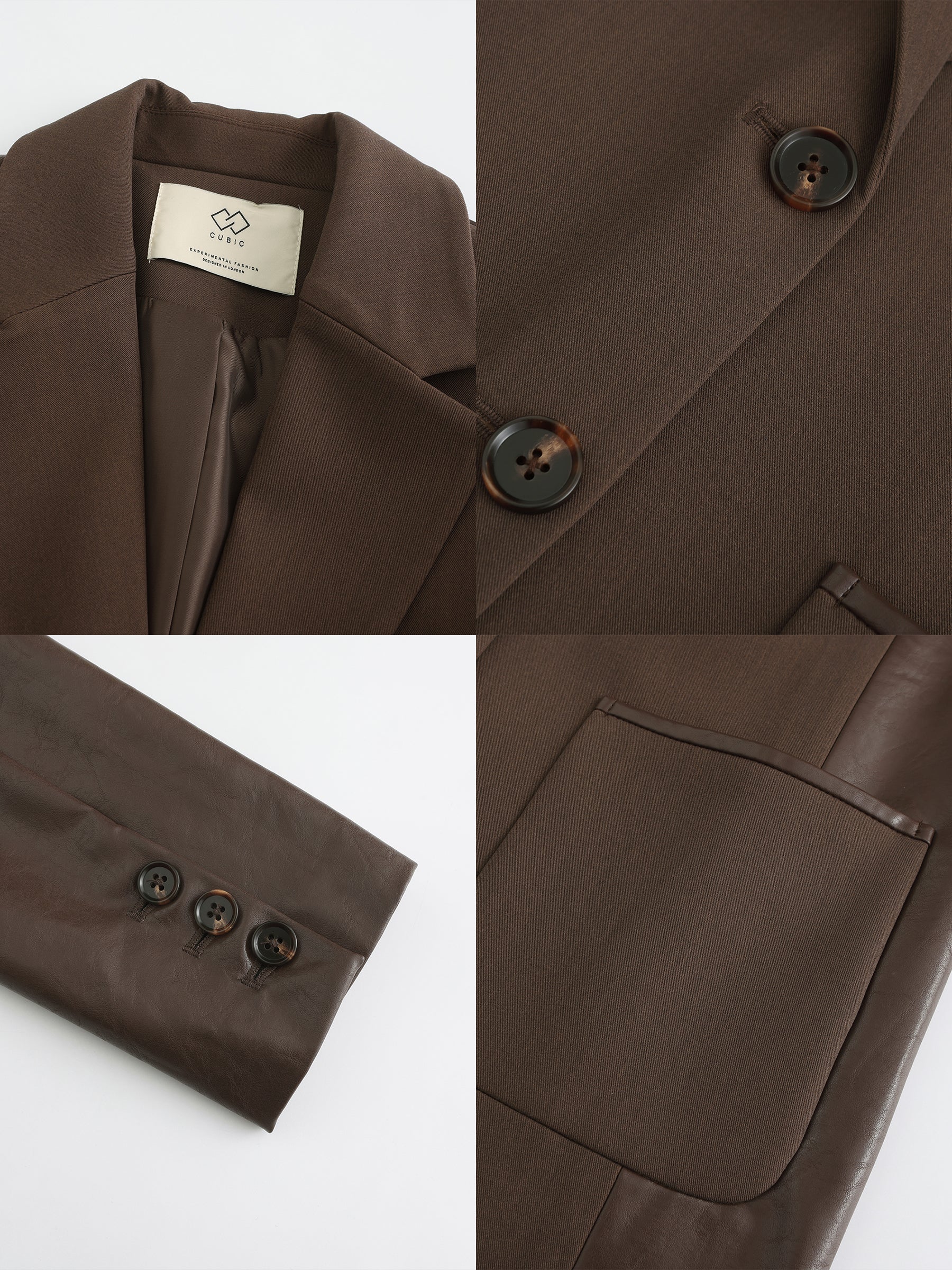 Faux Leather and Wool Oversized Blazer-20