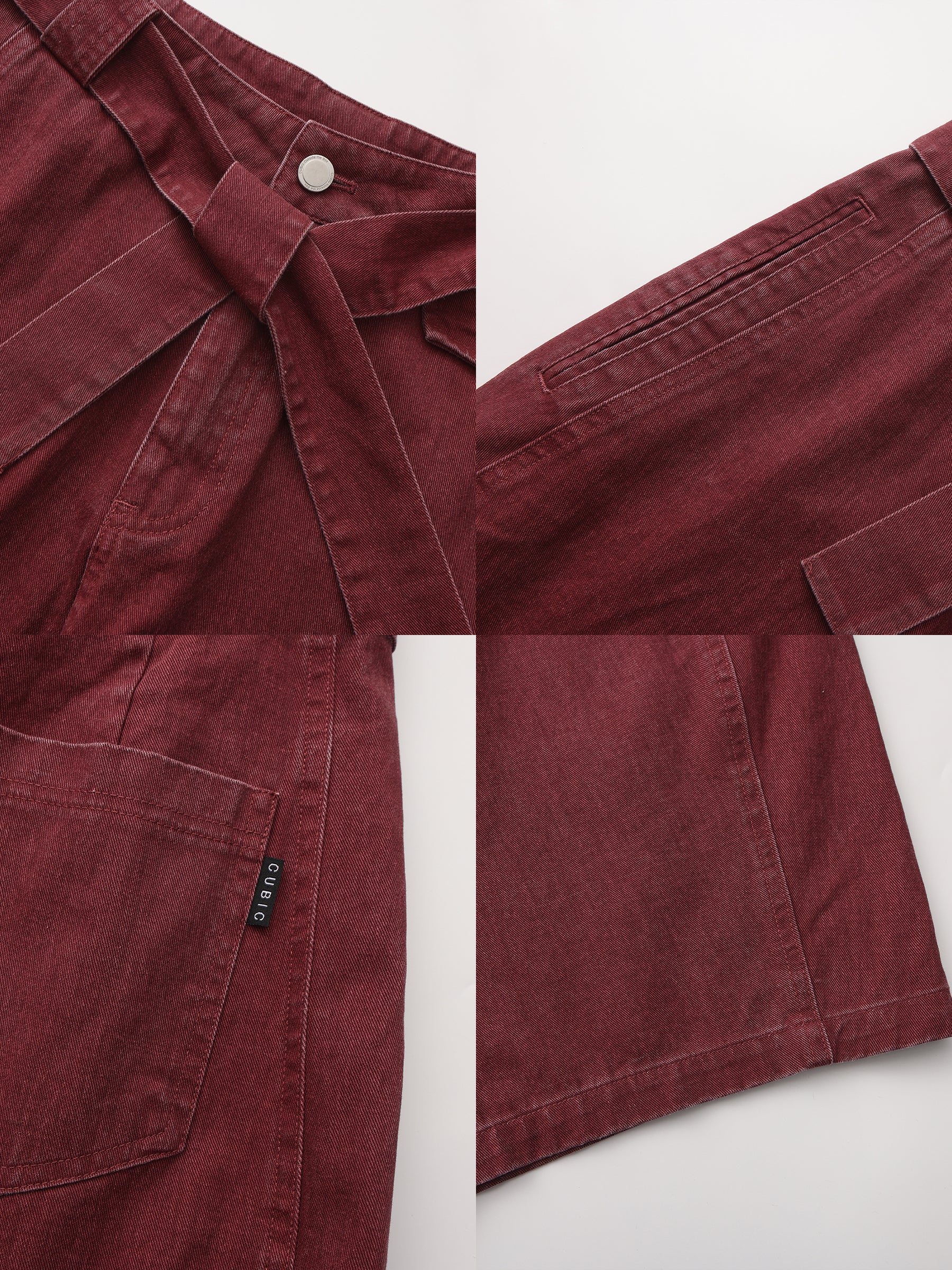 Wide Belted Tapered-Leg Denim Trousers-17