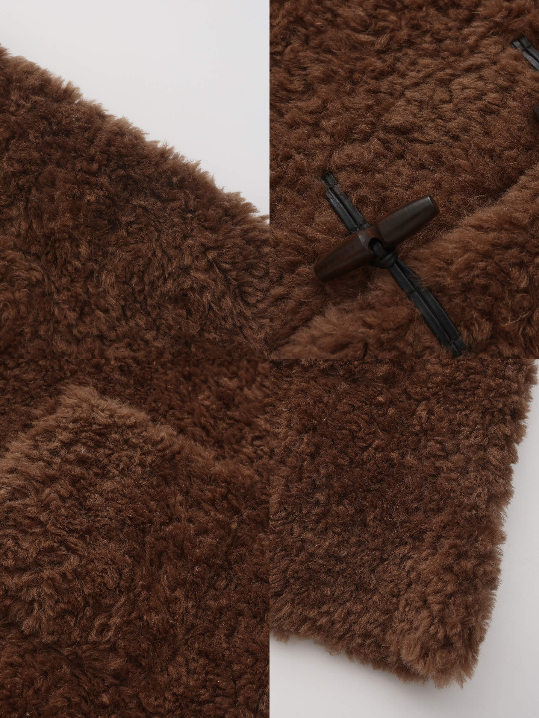 ONE BY CUBIC Hign Collar Furry 100% Wool Coat-17