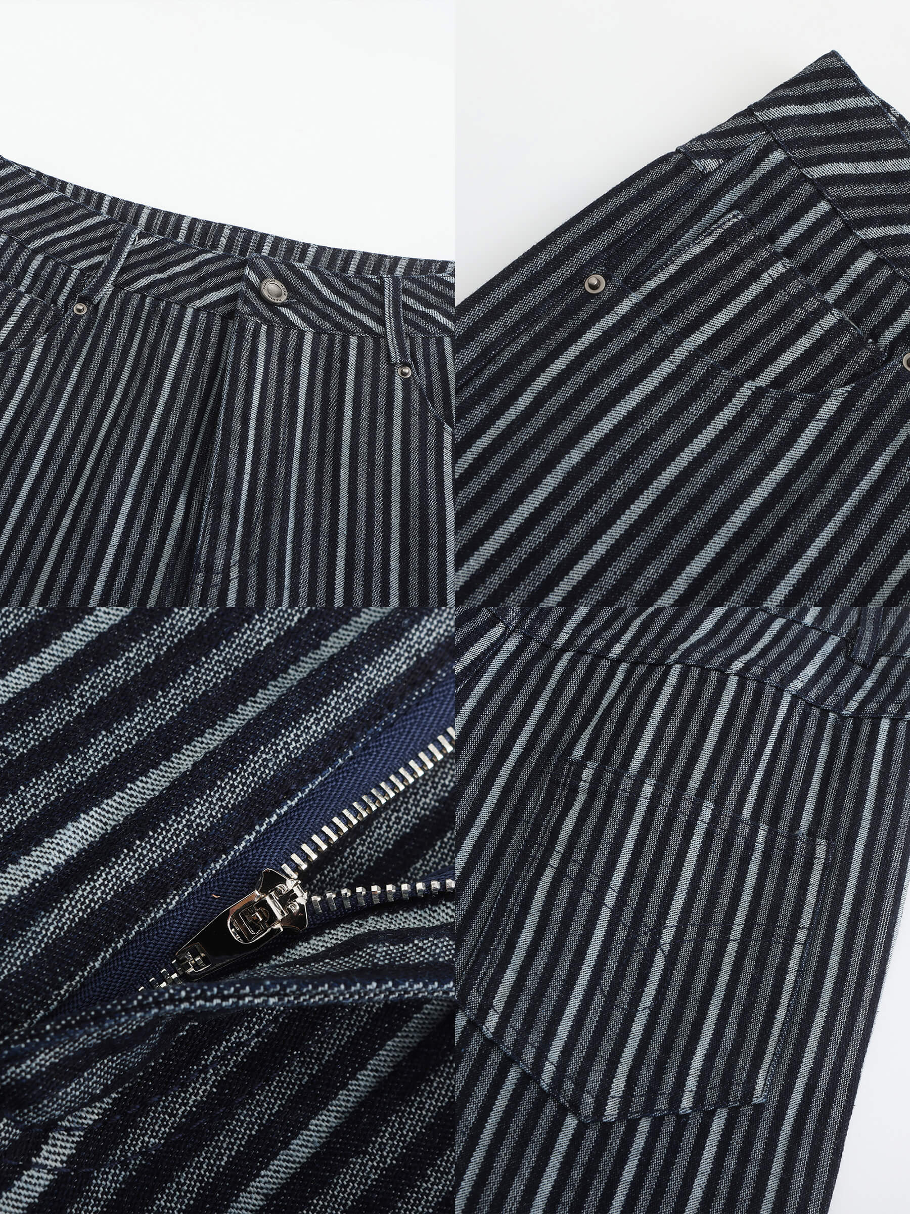 Pinstriped Wide Leg Cropped Jeans-18