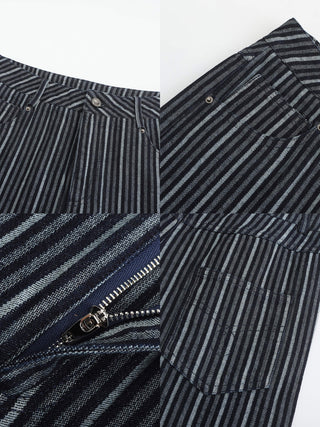 Pinstriped Wide Leg Cropped Jeans