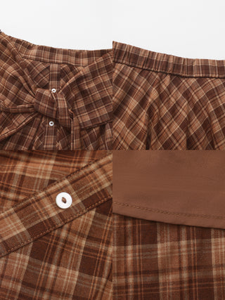 Plaid A-Line Skirt with Faux Shirt Sleeve Tie