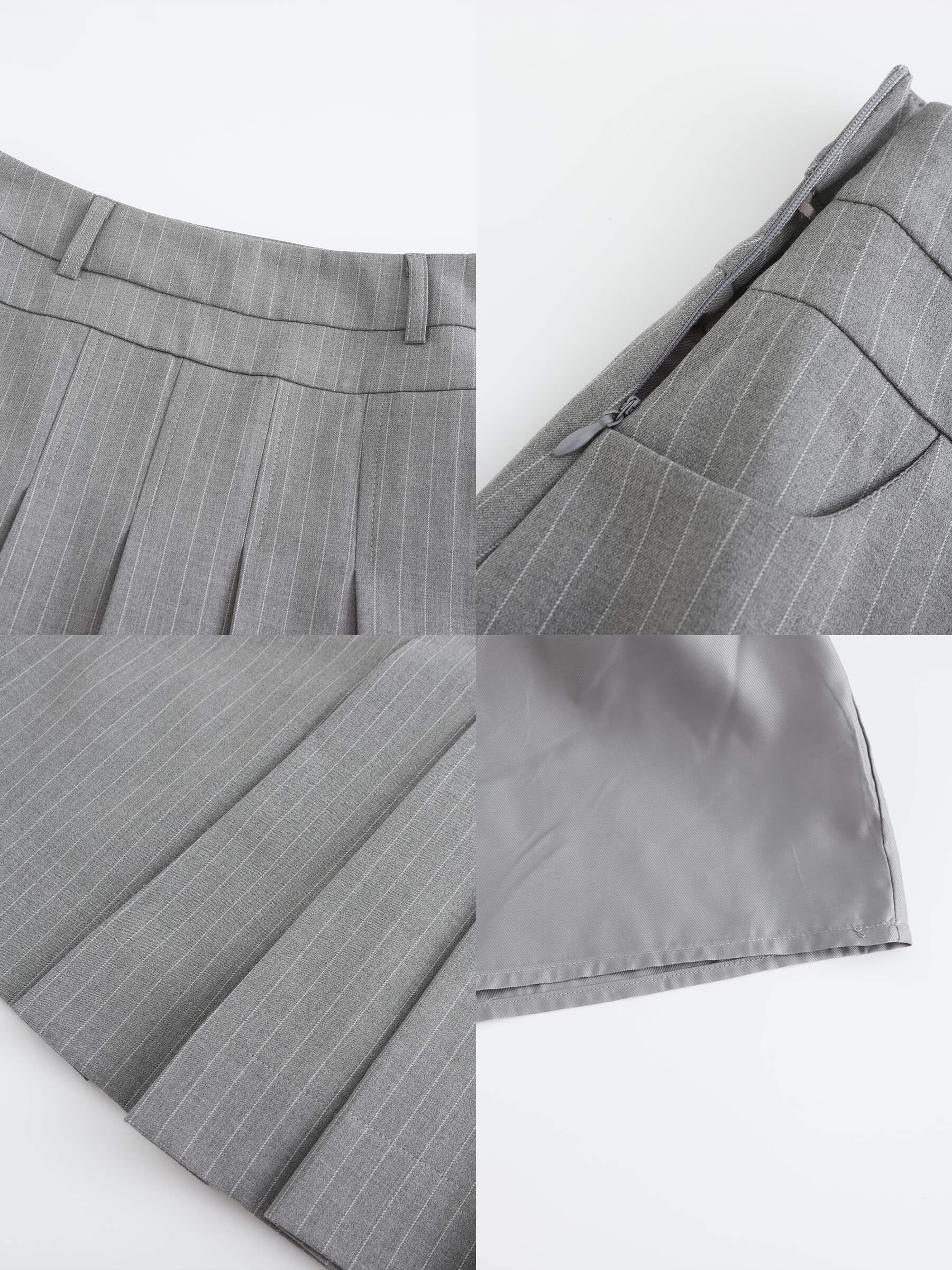 Pinstripe Pleated Mini Skirt-19