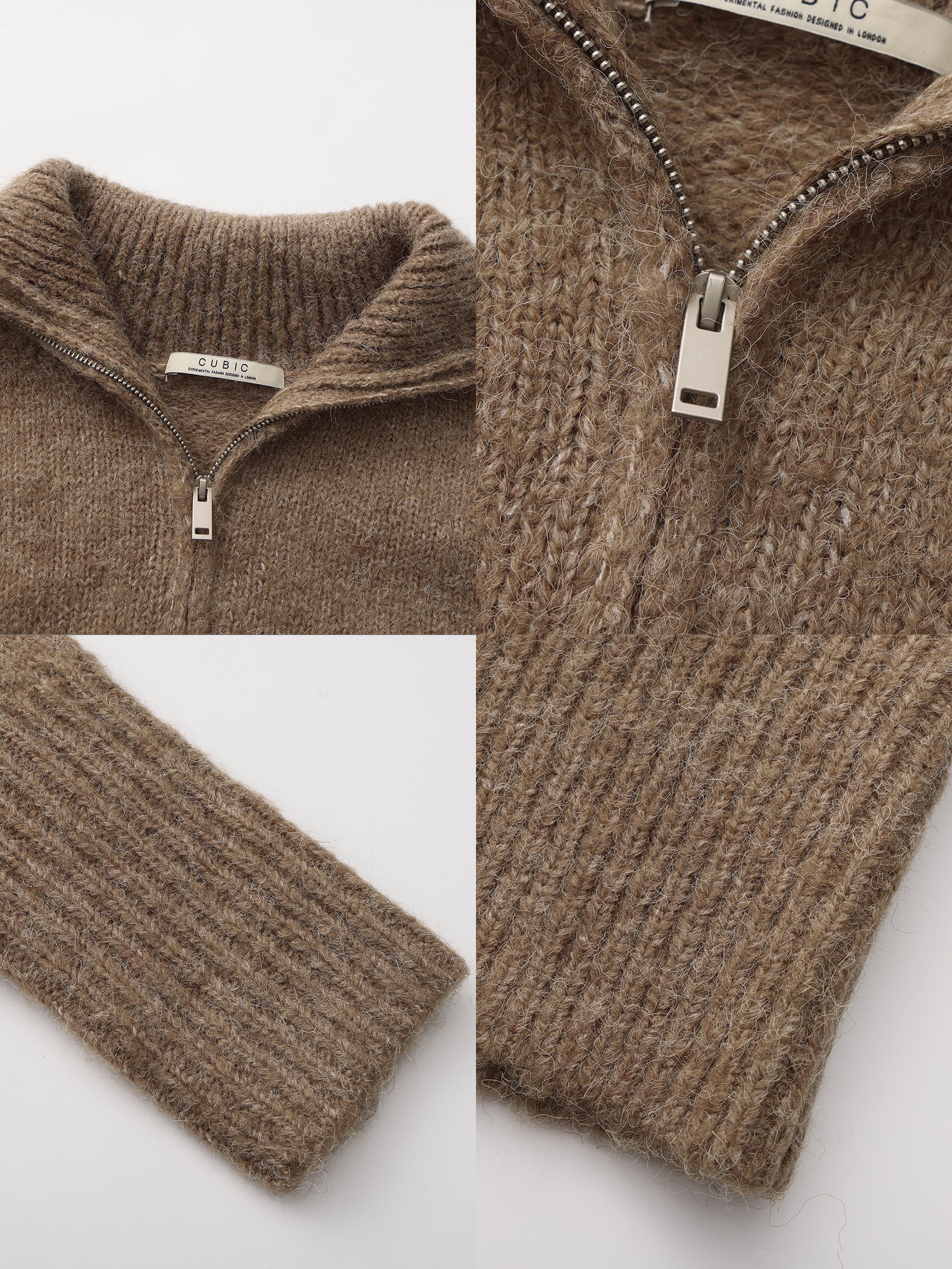 Retro Stand Collar Zip-Up Cardigan-17