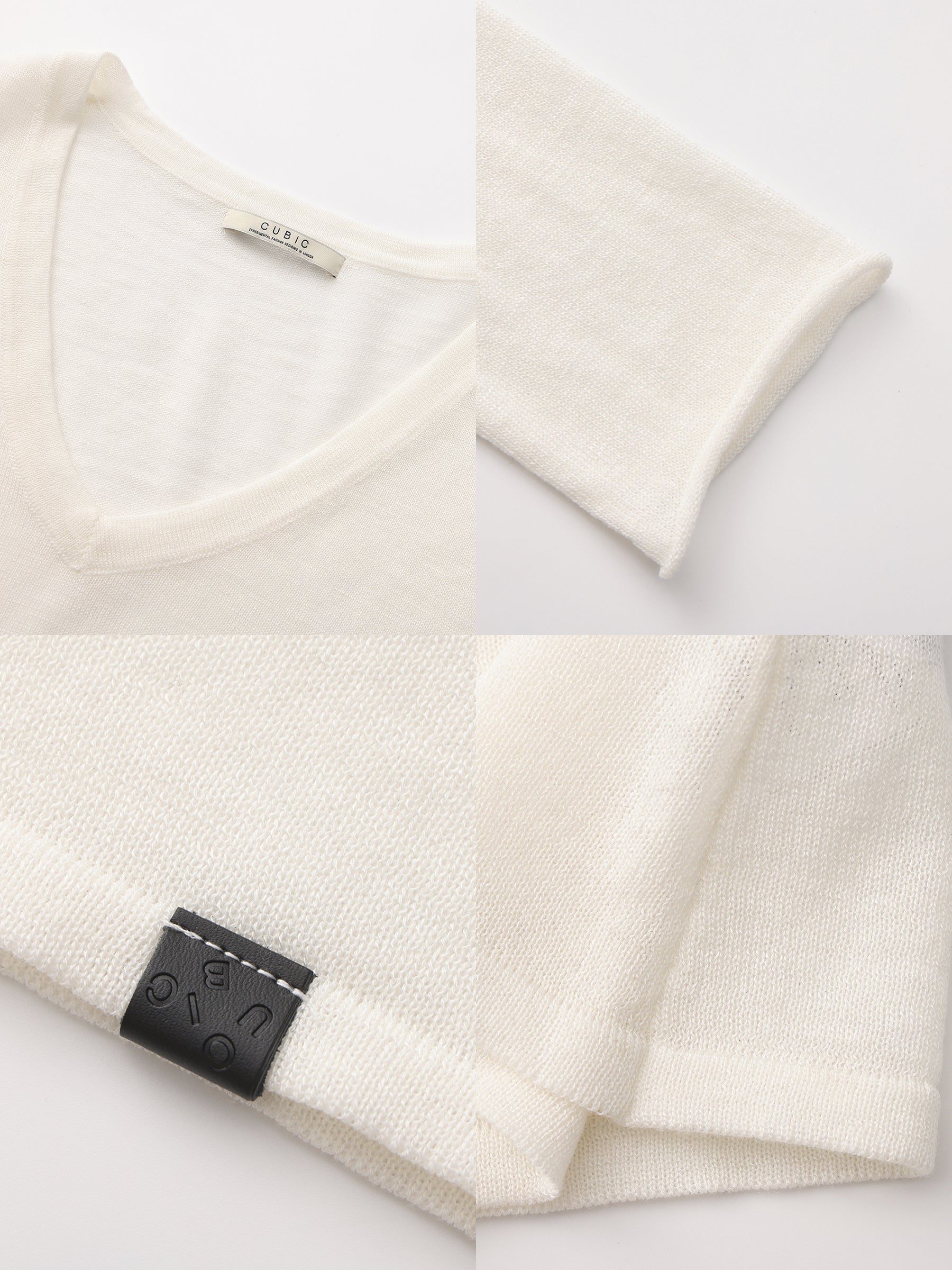 CUBIC Tencel Linen Blend V-Neck Knit Sweater-18