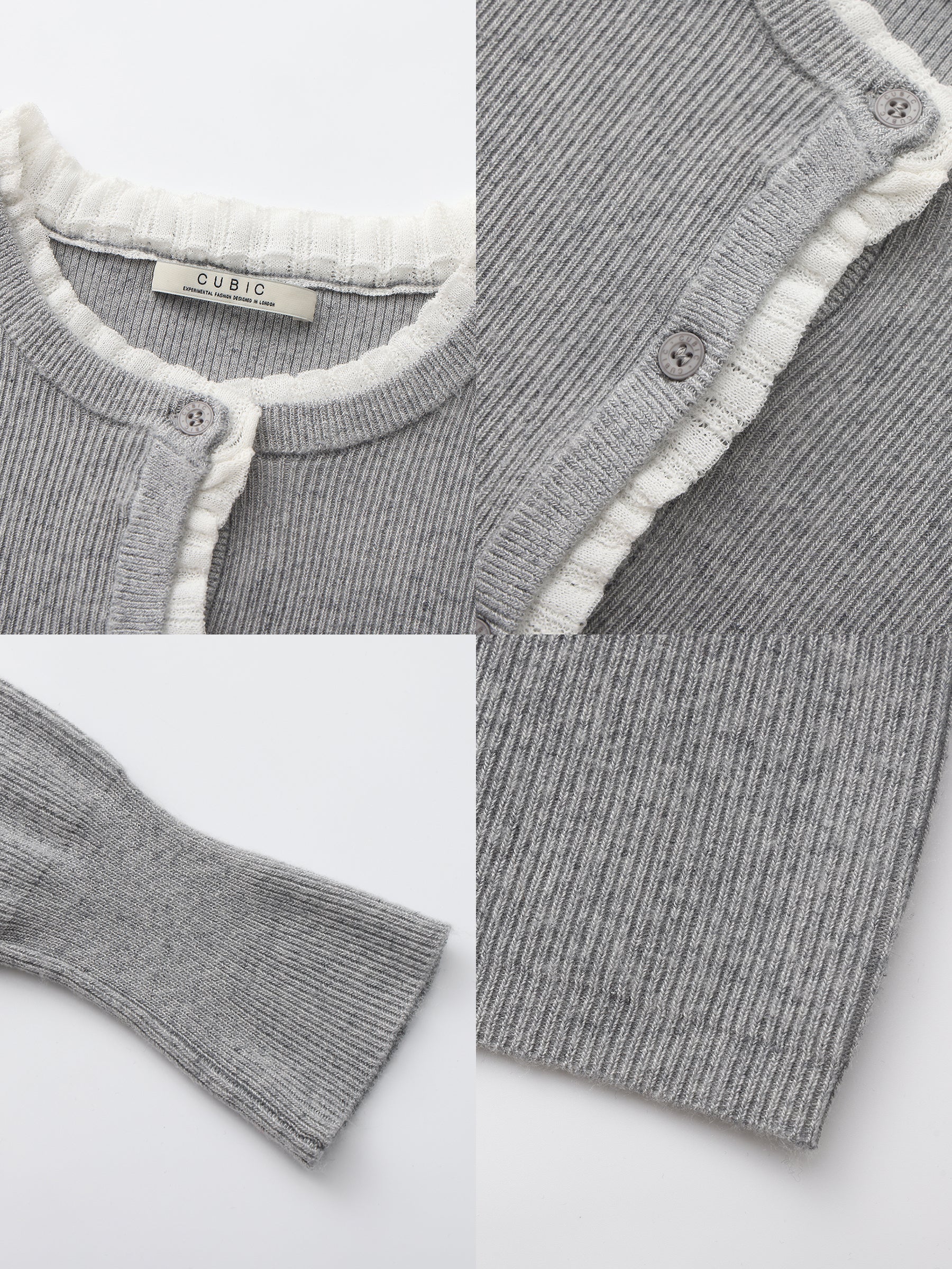 CUBIC Lace-trimmed Linen Knit Cardigan-18