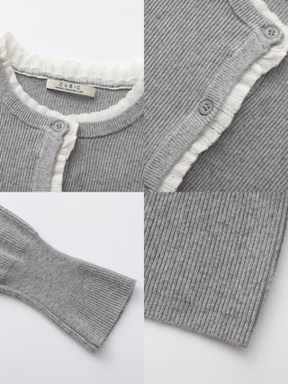 CUBIC Lace-trimmed Linen Knit Cardigan
