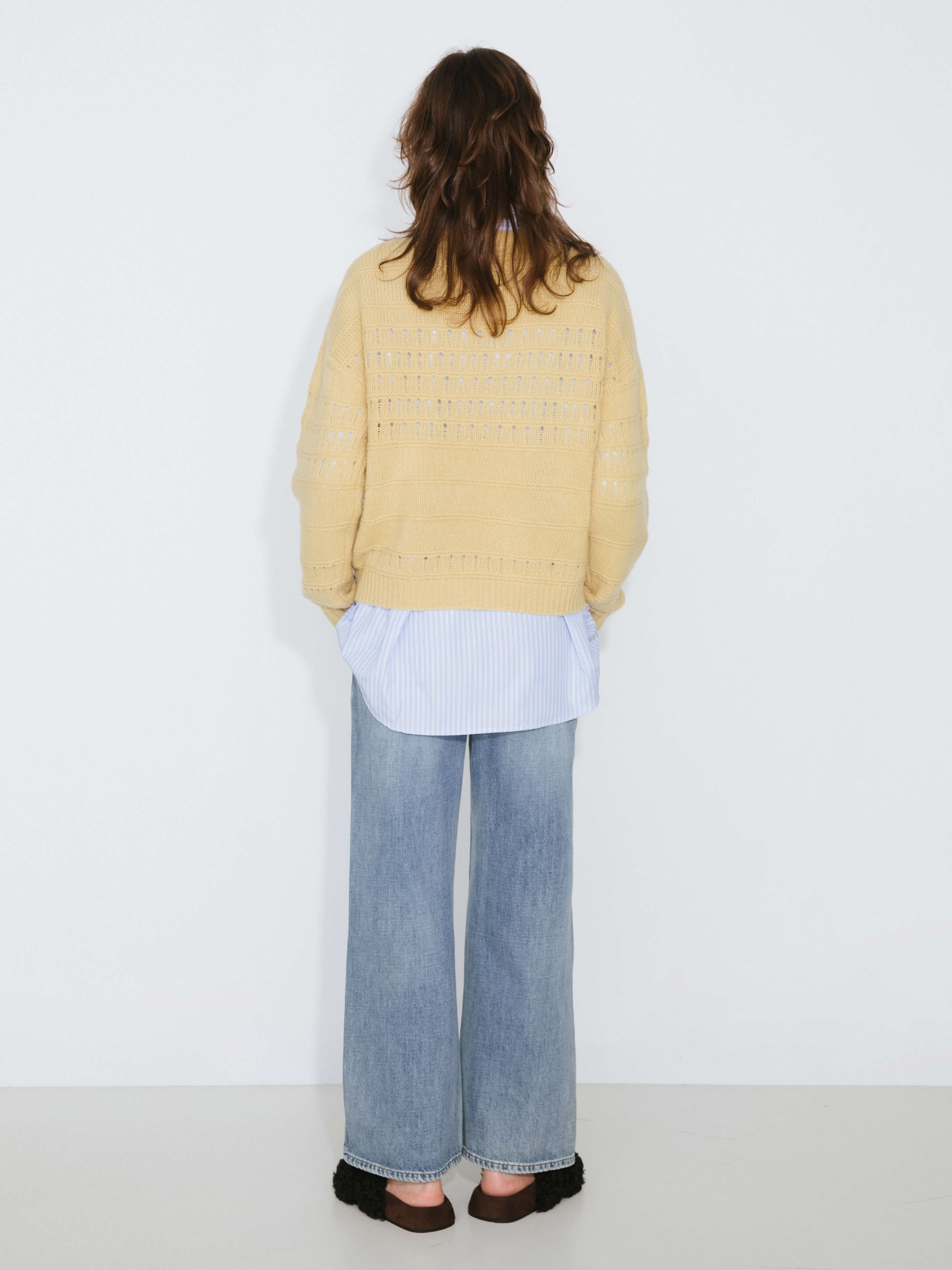 Hollowed 100% Wool Long Sleeves Knit Sweater-18