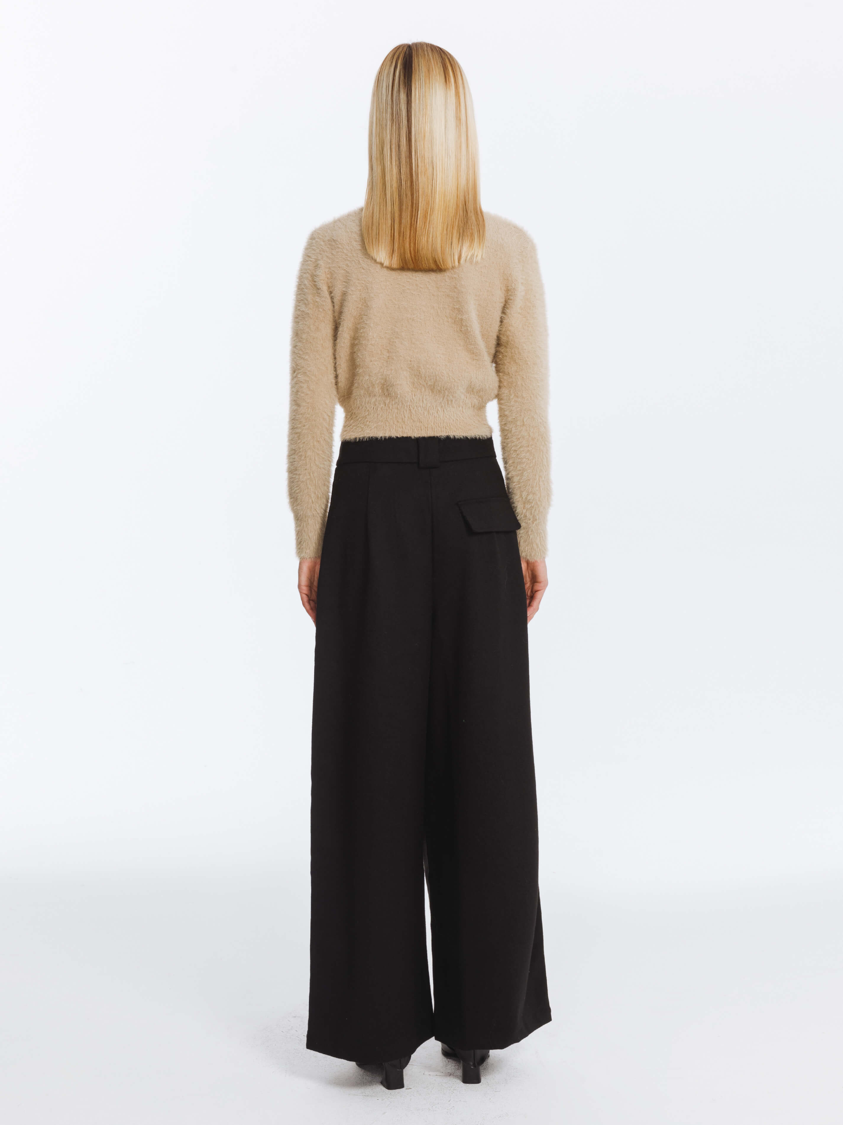 Fluffy Cropped Knit Cardigan-20