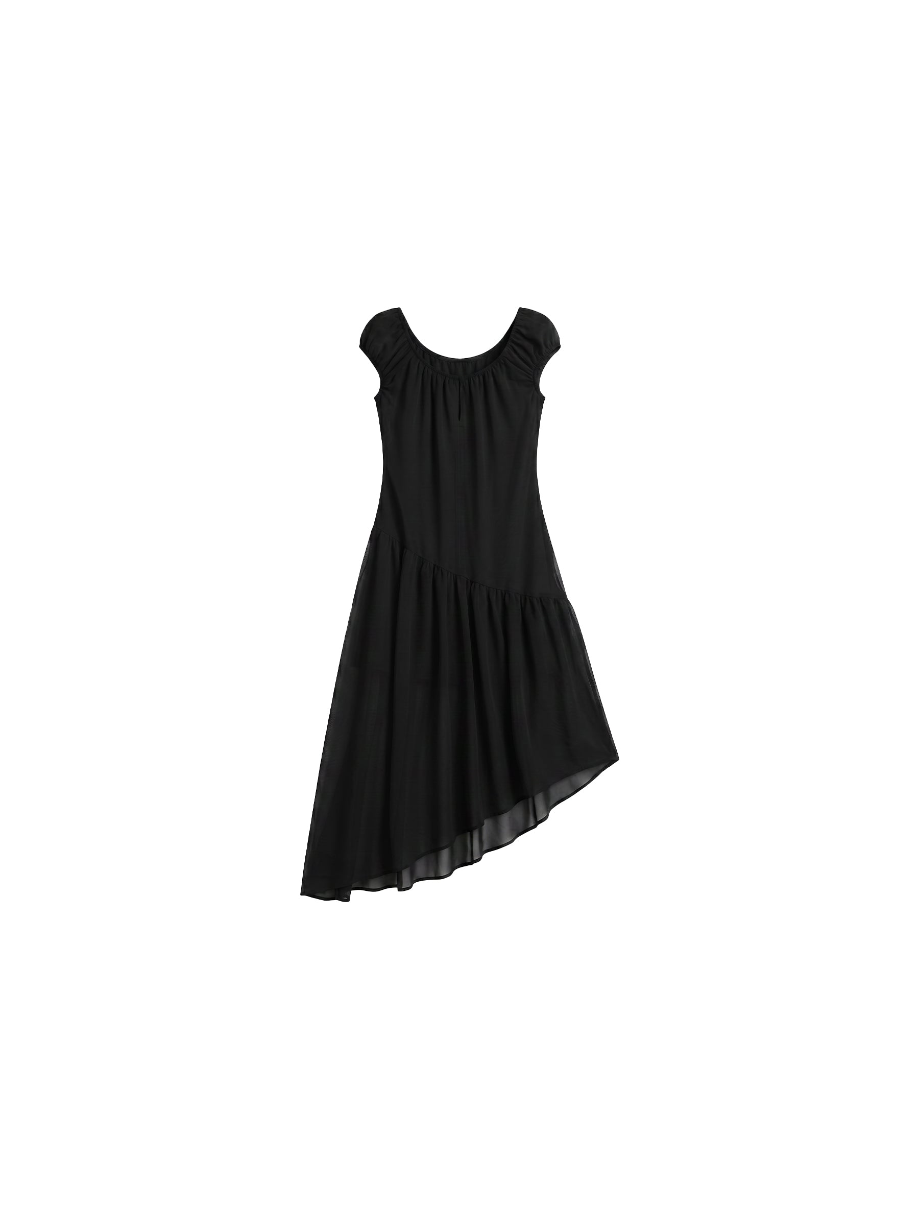 CUBIC Abstract Print Asymmetrical Chiffon Midi Dress-18