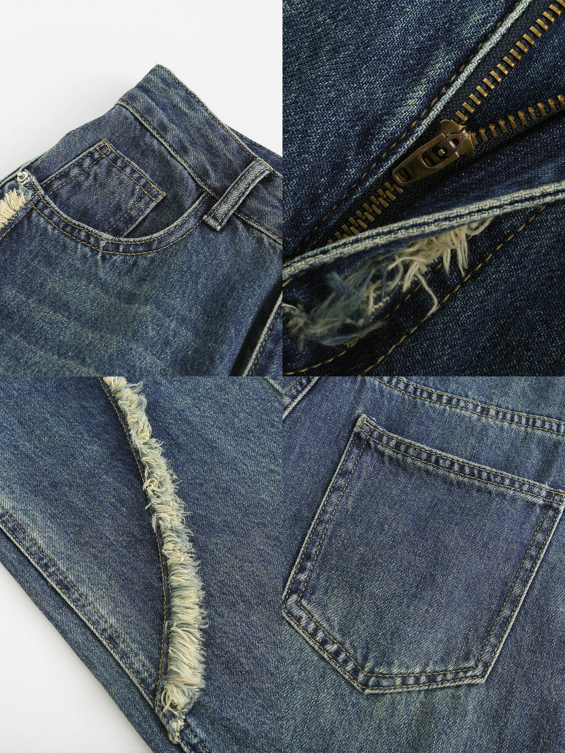 Straight Leg Distressed Detailed Jeans-18
