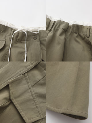 CUBIC Lace-Trimmed Drawstring Midi Skirt