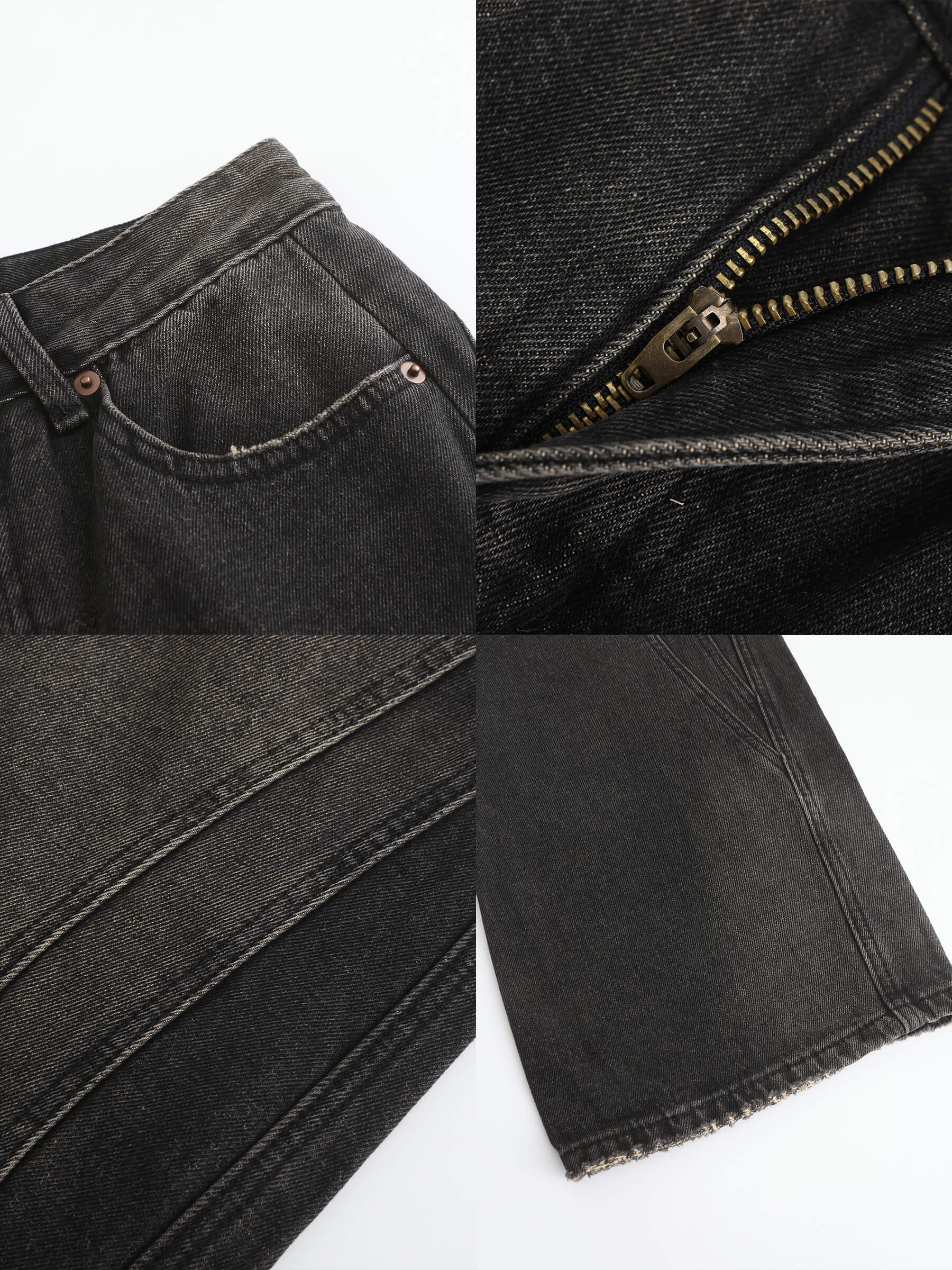 Vintage Style Straight leg Denim Jeans-17