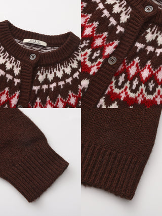 100% Wool Fair Isle Wool Knit Cardigan