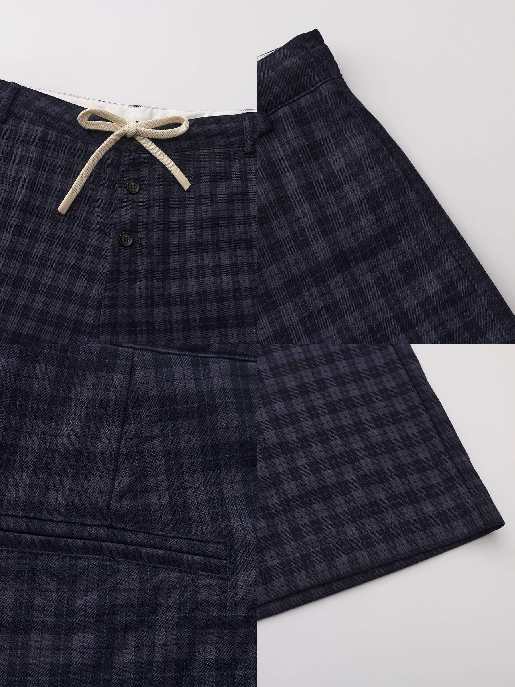 Drawstring Checkered Wide-Leg Casual Pants-19