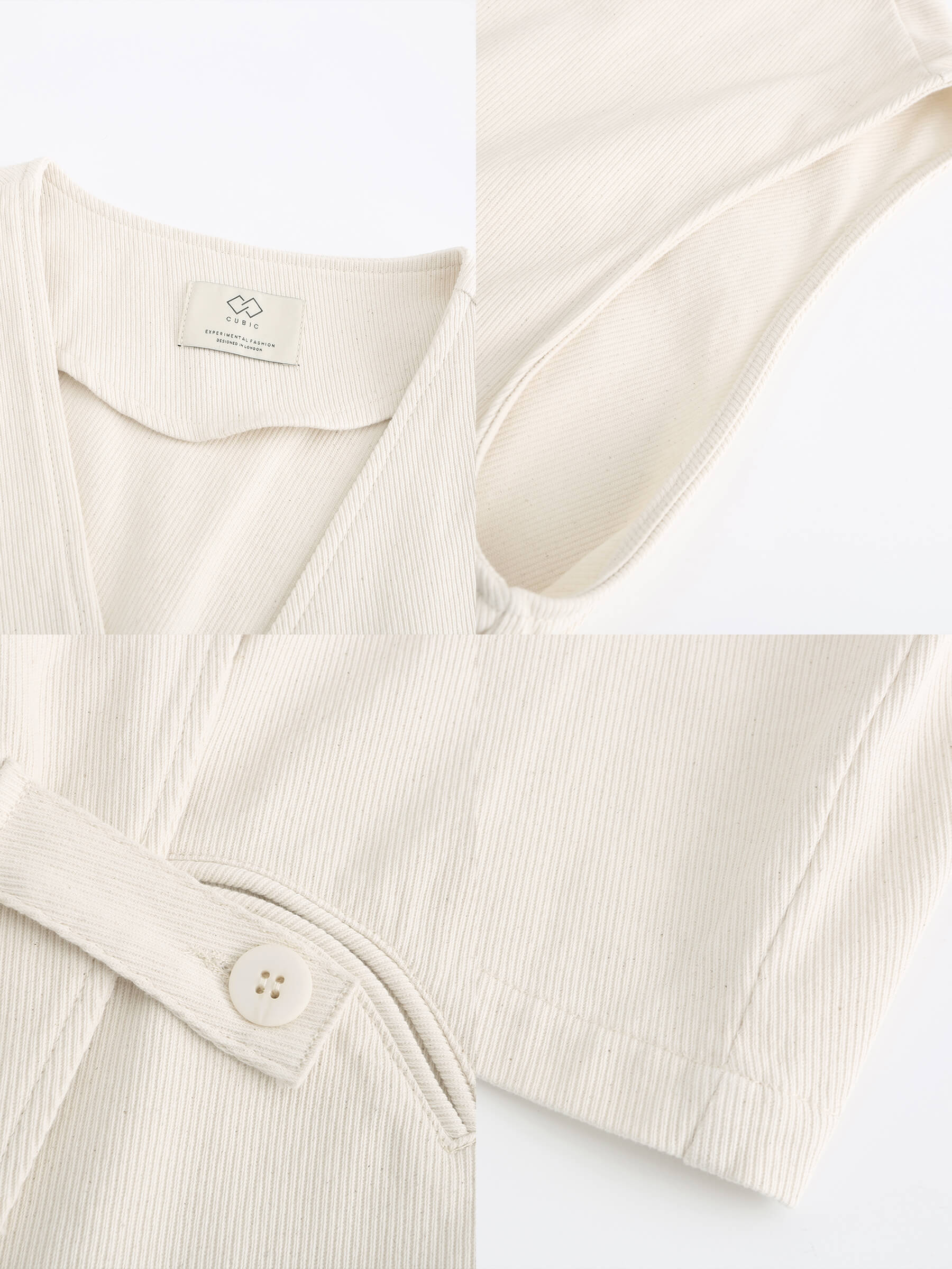 Cropped Double Breasted Twill Waistcoat-19