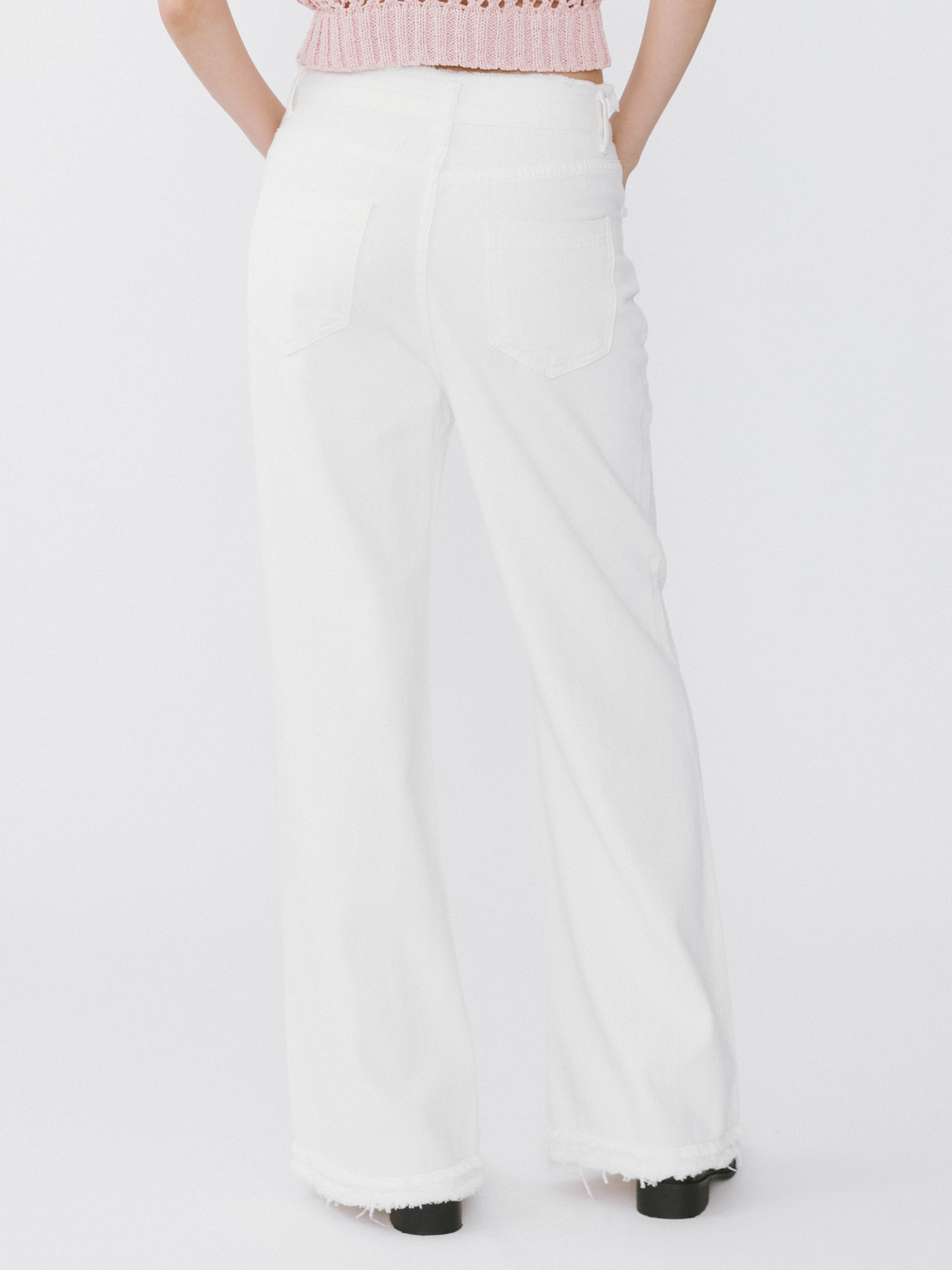 Raw Edge Wide Leg Jeans-18