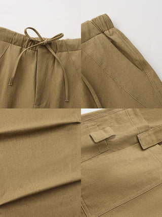 Relaxed Draped Straight-Leg Utility Pants