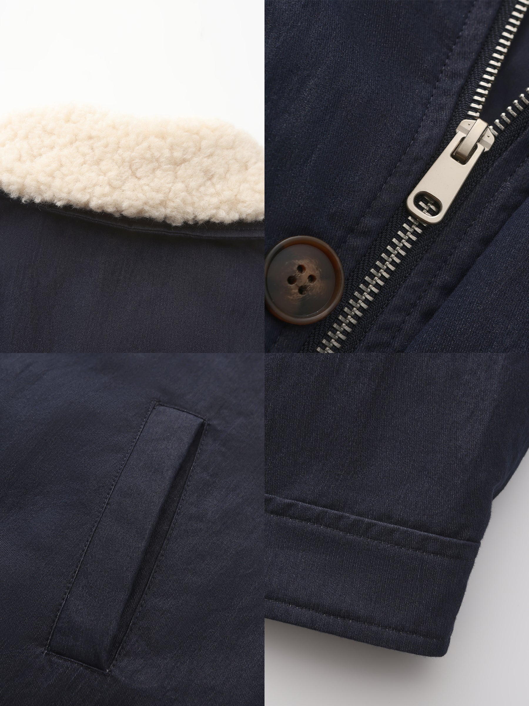 Removable Fur Collar High Neck Down Coat-16