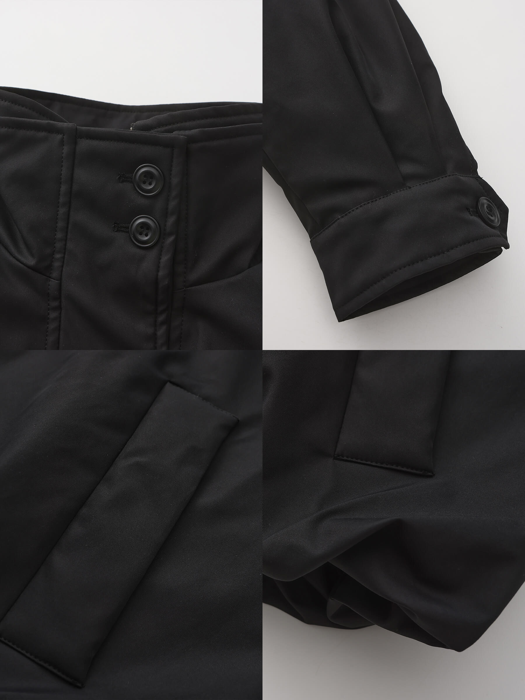 Short High Collar Zip Up Down Coat-9