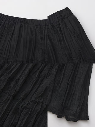 CUBIC Textured A-Line Embroidered Skirt(Pre order: 7 days)