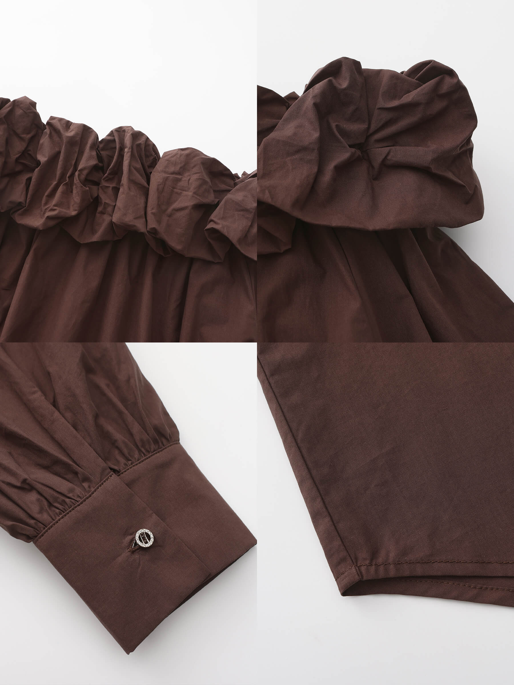 3D Ruffle Collar Long Sleeve Cotton Blouse-15