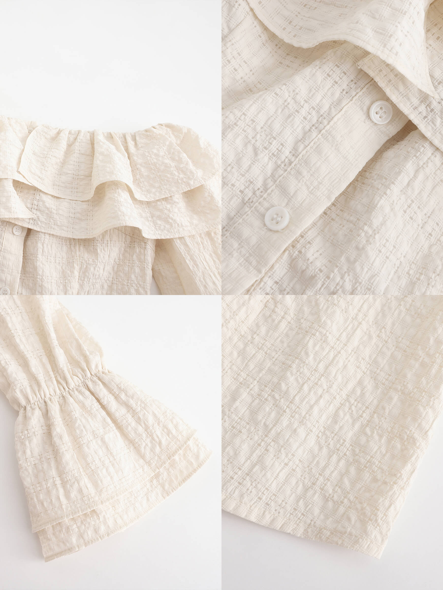 Frills Volume Off Neckline Shirt-19