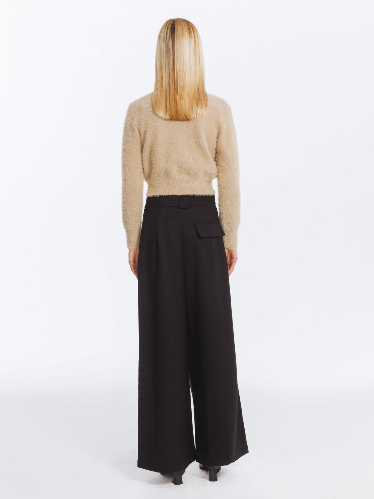 Wide Leg Double Pleated Trousers-15