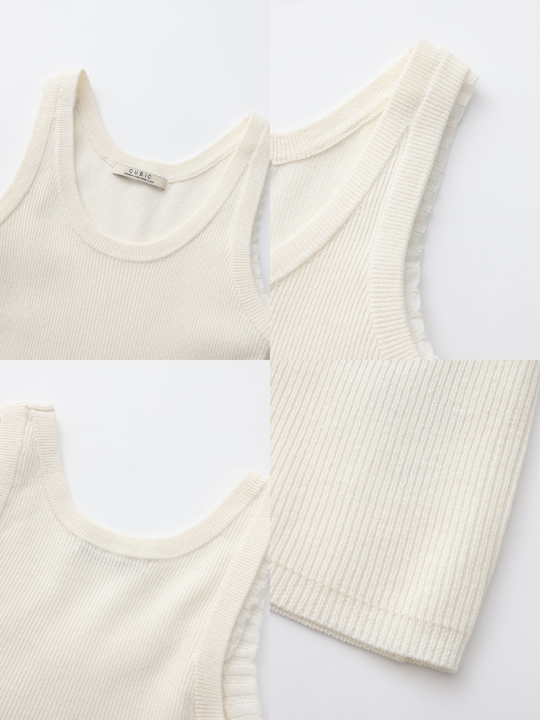 CUBIC Lace-trimmed Linen Knit Vest-18