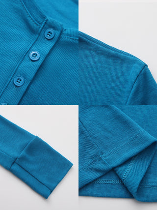 C by CUBIC Henley Neck Slim-Fit Long-Sleeve Top