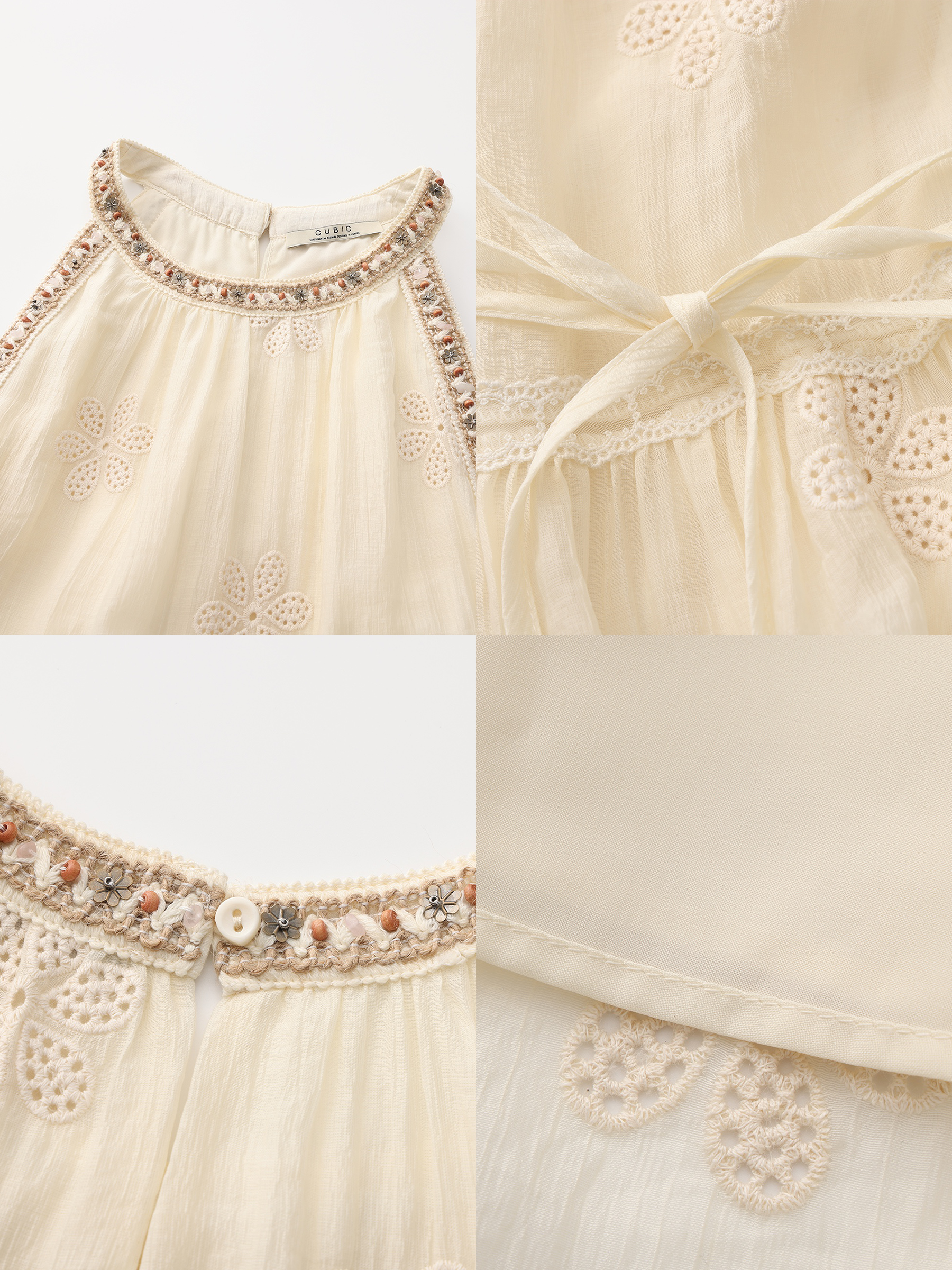 A-Line Halter Round-Neck Embroidered Maxi Dress-17