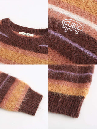 Fluffy Striped Oversized Knit Sweater
