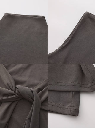 Tie-Detail Sleeveless Mock Neck Top