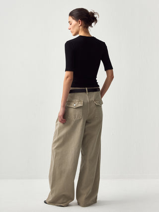 CUBIC Lace Trim Fitted Mid-Sleeve Top