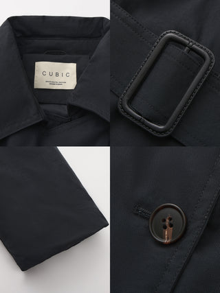 Dark Oversized Waist-Cinched Down Coat